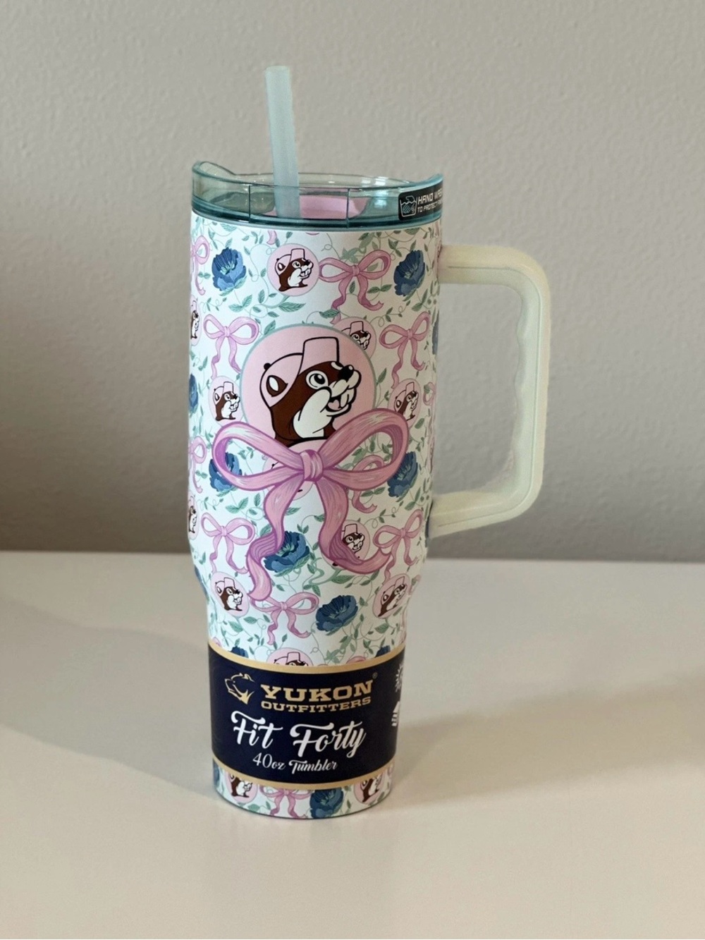Yukon Outfitters Pink Floral Fit Forty 40oz Tumbler with Handle